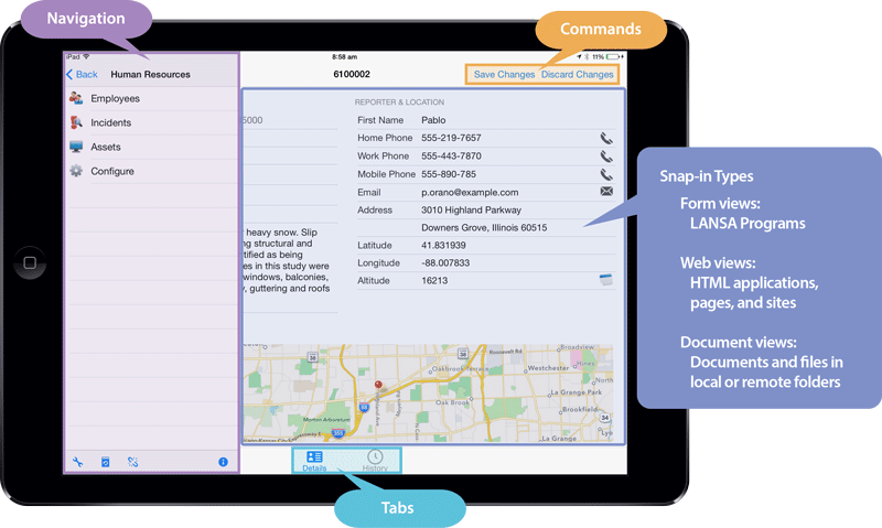 Components of the LongRange mobile app screen layout.