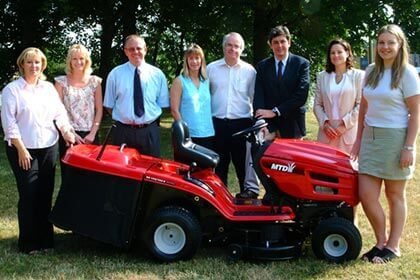 (from left to right) Melinda Barrett- Account Co-ordinator, Barrus B&Q Team, Elaine Pontefract- Account Co-ordinator, Barrus B&Q Team, Nick Hills- Division Sales Manager, Lawn & Garden Division, Elizabeth Watt- Technical Analysis, I.T. Department, Dave Hansford- Information Systems Manager, I.T. Department, Robert Muir- Finance Director of E.P. Barrus Ltd, Tara Glen- Director of E.P. Barrus Ltd, Sharron Trott- Key Account Manager, Barrus B&Q Team