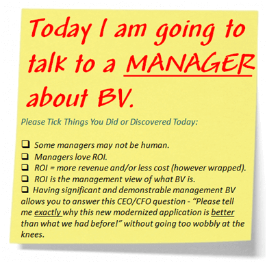 Today I am going to talk to a MANAGER about BV