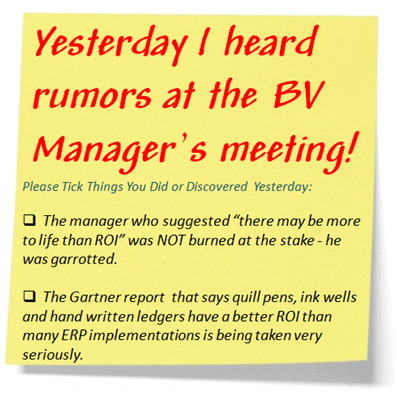 Yesterday I heard rumors at the BV Manager's meeting